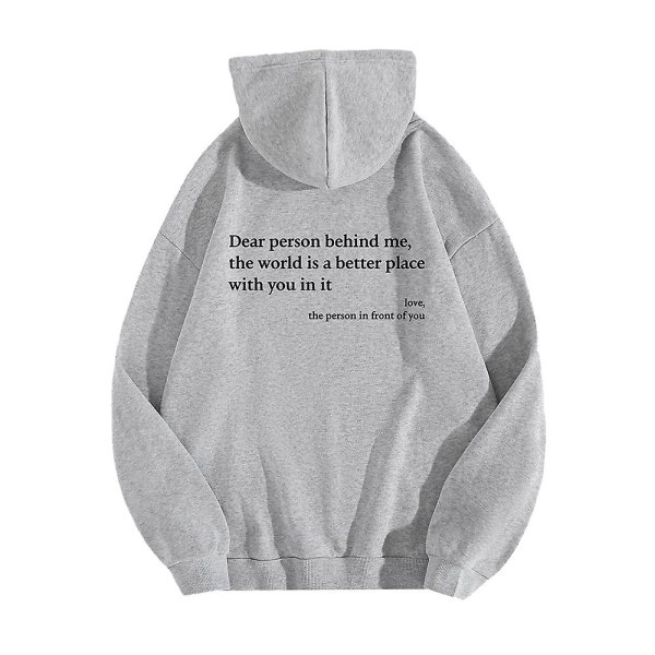 Dame Hættetrøjer med bogstavprint, afslappet sweatshirt, løs efterår langærmet sports gym pullover toppe Gray 3XL