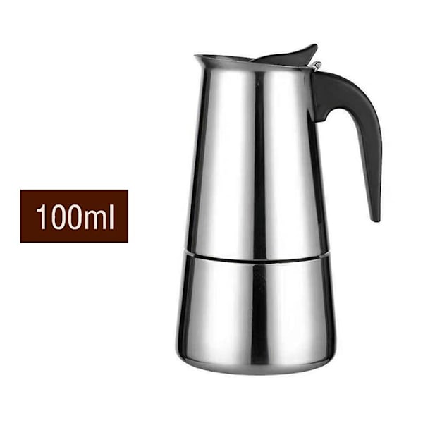 Espressokeitin 2/4/6 kupille Ruostumattomasta teräksestä valmistettu mokkapannu espressokeitin 100/300/200ml 100ML