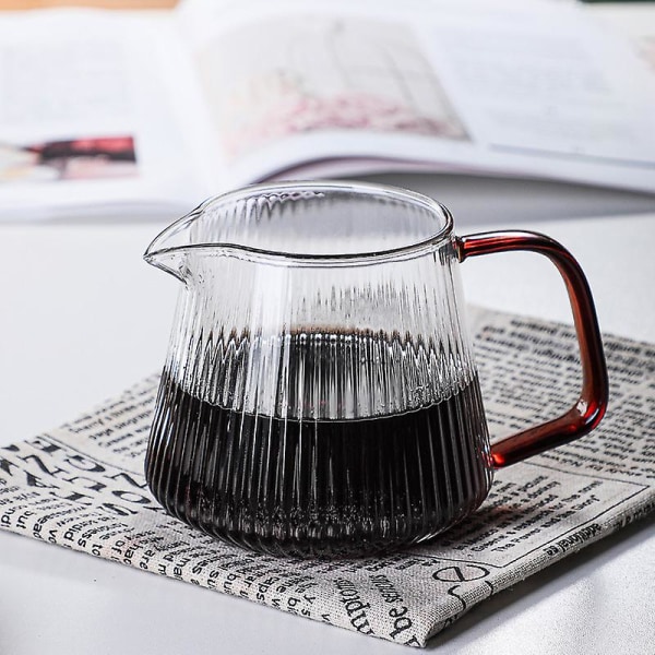 Vertikalrandig kaffekanna i glas, V-formad pip, kaffekanna, praktisk kaffekanna, cirka 350 ml/500 ml, återanvändbar 350ml