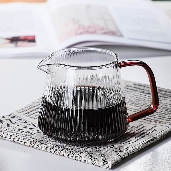 Vertikalrandig kaffekanna i glas, V-formad pip, kaffekanna, praktisk kaffekanna, cirka 350 ml/500 ml, återanvändbar 500ml