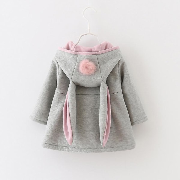Barn Baby Flickor Söt Kanin Öra Huva Jacka Kappa Vinter Ytterkläder Grey 1-2 Years