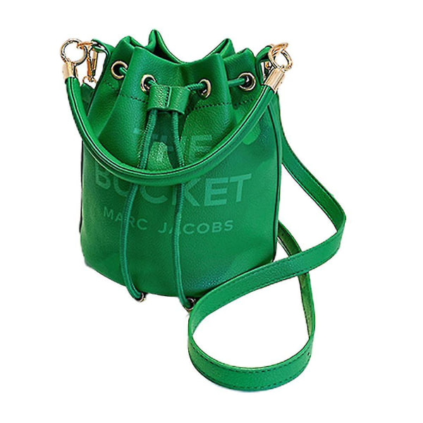 Dame Bucket Taske Pu Læder Justerbar Snøre Håndtaske Tote Crossbody Skuldertaske Green