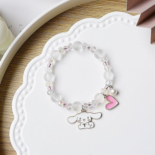 Kawaii Sanrioed Plysj Anime Cinnamoroll Armbåndkjeder Tegneserie Menn og Kvinner Gave Vennskapssjarm Elastisk Tau Smykker Leker NM-1