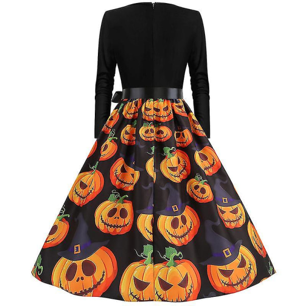 Halloween Kostume Kjoler Dame Skelet Græskar Trykt Casual Hem Kjole Fest COLOR 6 3XL