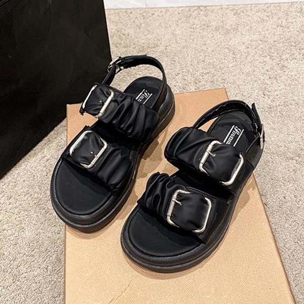 Sommarsandaler för damer, avslappnade och eleganta sandaler för kontor, dejt, dans och vardagsbruk Black 39