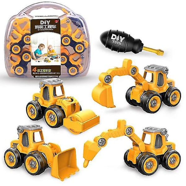 DIY Lelut Autot Purettavat Lelut Kuorma-autot Rakennus Kaivinkone Lelut Lapsille Lahjat yellow