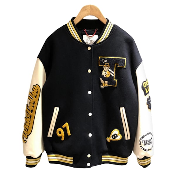 Høst Vinter Herre Basketballjakke Spleising Farge Stilig Utendørsjakke For Shopping Black XL