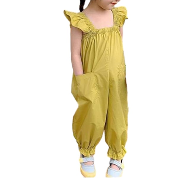 Kesäinen hihaton haalari tytöille, mukavat ja hikeä imevät vaatteet ulkoiluun Yellow 130cm
