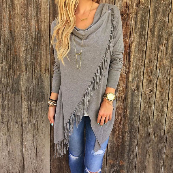 Asymmetrisk cardigan för kvinnor Grey S