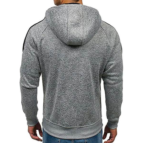 Herre Colorblock Langermet Hettegenser Sport Fritid Glidelås Hettejakke Yttertøy Med Lommer Dark Grey L
