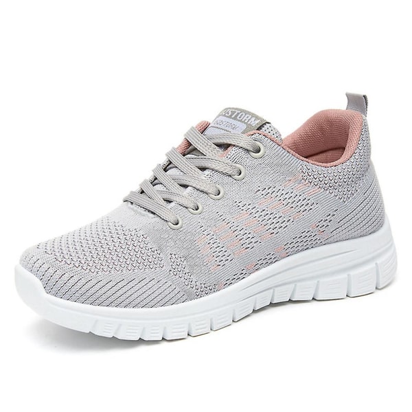 Dame Treningssko Løping Pustende Atletisk Snøring Sports Fitness Gym Joggesko Gåsko Arbeidssko Gray 39