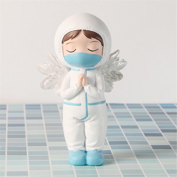 Söt läkare sjuksköterska vit ängel staty harts figurer prydnad kreativ heminredning gåva A Small