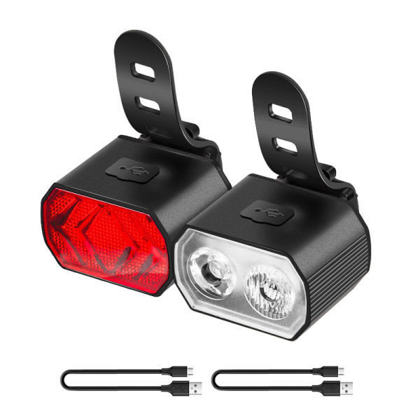 1 sett sykkellys LED-lampe frontlykt baklys sykkel