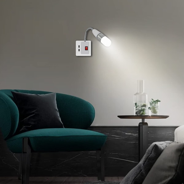 2 st E27 LED-lamphållare med strömbrytare, 33 cm