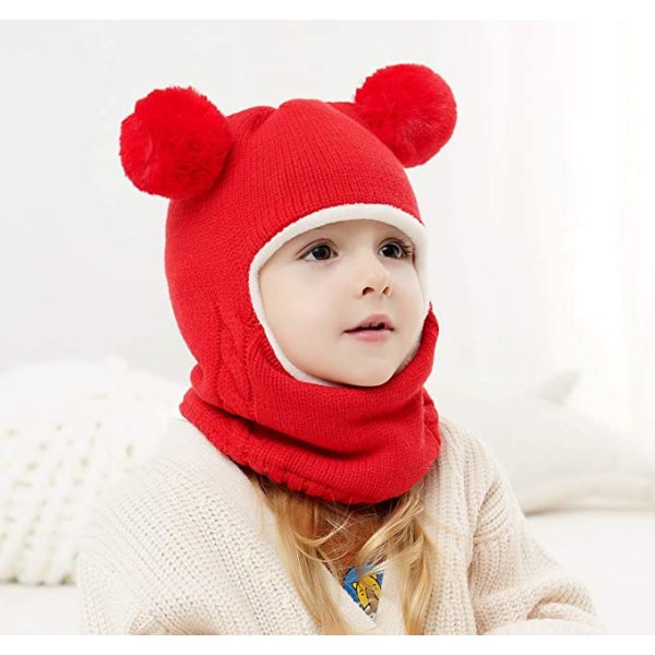 Baby Vinterhatt Halsduk Set, Unisex Spädbarn Småbarn Hatt Halsduk-röd