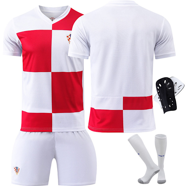 Kroatian jalkapallopaita kotipeliasu 2024 nro 10 Modric Euroopan Cup -paita poikien setti {HONGDE} Size 10 with socks #M