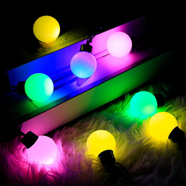 Ljusgirlang med 20 LED-glober, 5 m, vattentät, 8 lägen, för inom- och utomhusbruk, för fester