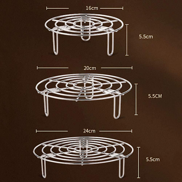 Pyöreä höyryteline, 16-24 cm ruostumattomasta teräksestä valmistettu höyrytyskori