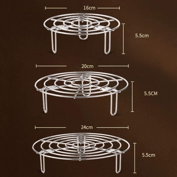 Rund dampkogningsstativ, 16-24 cm dampkogningskurv i rustfrit stål