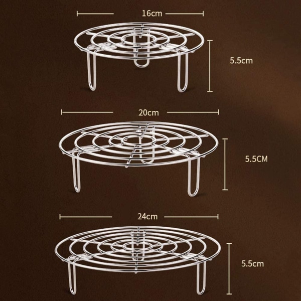 Rund dampstativ, 16-24 cm dampkurv i rustfritt stål