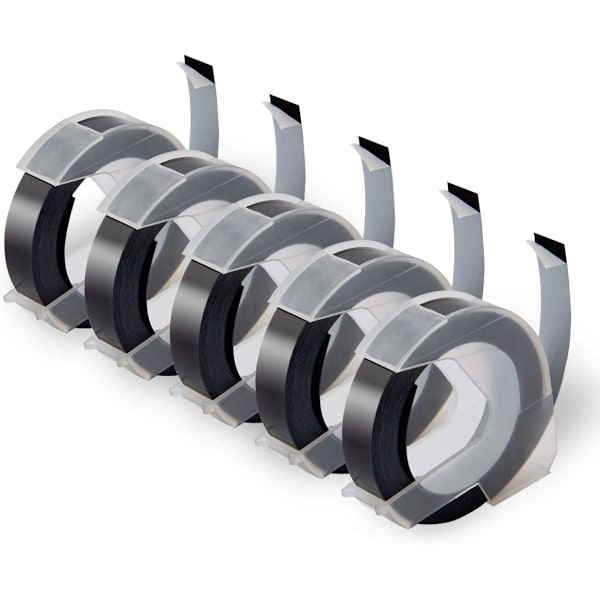 5x Etikett 9mmx3m Kompatibel Tape Ersättning för Dymo 12965 1610