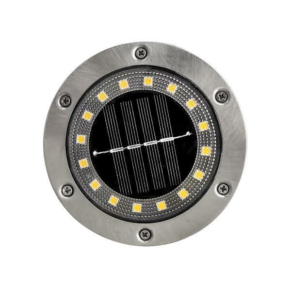 2-pak solgulvlamper 16 LED-lamper hvitt lys sølv