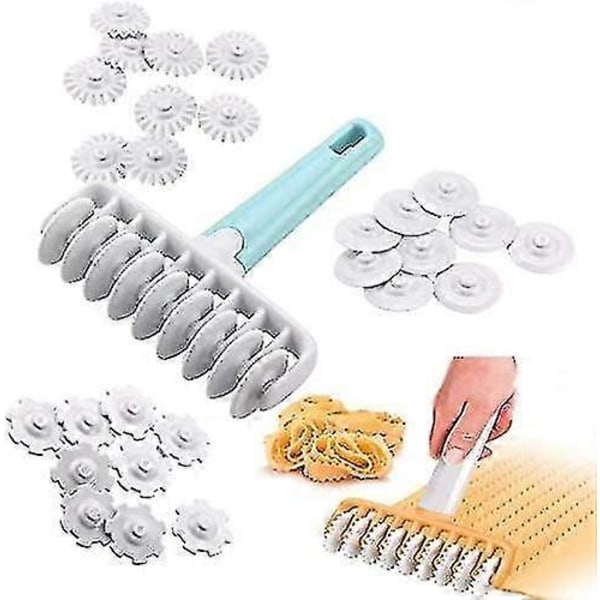 Degskärare Pizza Gitter Roller, Ravioli Hjul, Plasthjul, Degform Roller, Ravioli Dekoreringsverktyg För Matlagning ((Vit Blått Handtag) 1st