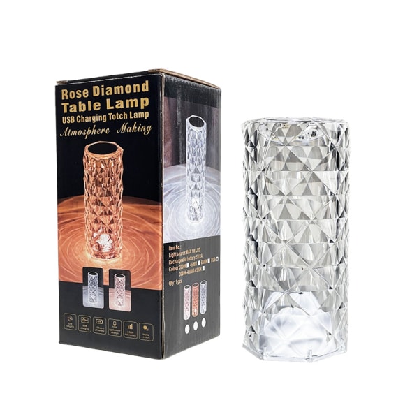 Krystal Diamant Bordlampe, 16 farver USB Opladning Touch Lampe Be