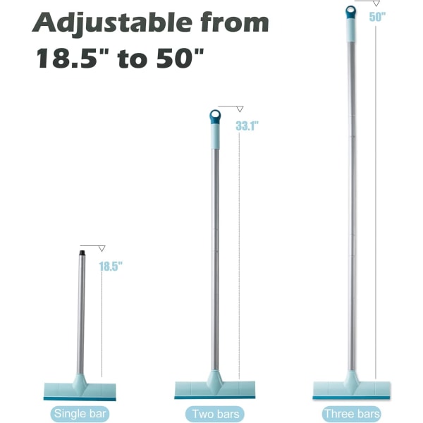 Gulvvaskeskrubb med langt håndtak, 127 cm, 2 i 1 stiv børste