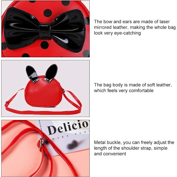 Pige Bowknot Pung Polka Dot Sød Sød Kanin (Rød & Sort)