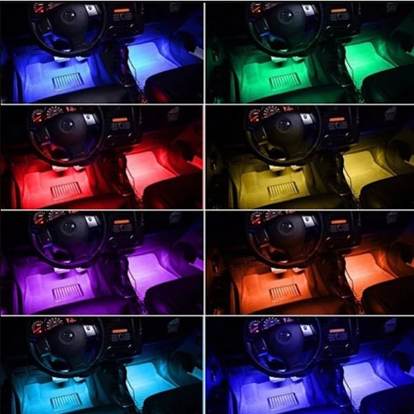 4x 36LED RGB bilinnredning Atmosfære Fotbrønn Strip Light 4x 36LED