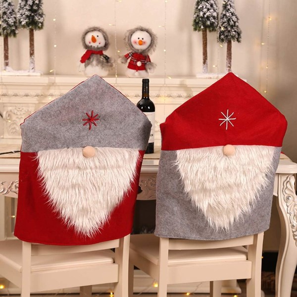 2 st Julstol Ryggöverdrag Santa ClaSLUS Hat Underklädsel Dekorasjon Xmas SLHOliday Party Halloween Festival