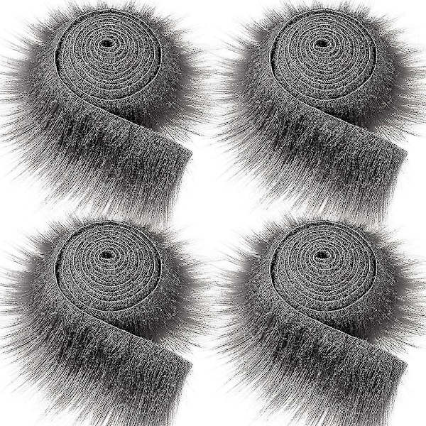 1,5 m Faux Fur Bånd Tape Trim Stof Rulle Plys Fur Trim Lang Plys Fur Stof Fluffy Trim DIY Håndværk til Vintertøj (Mørkegrå 1,5M)