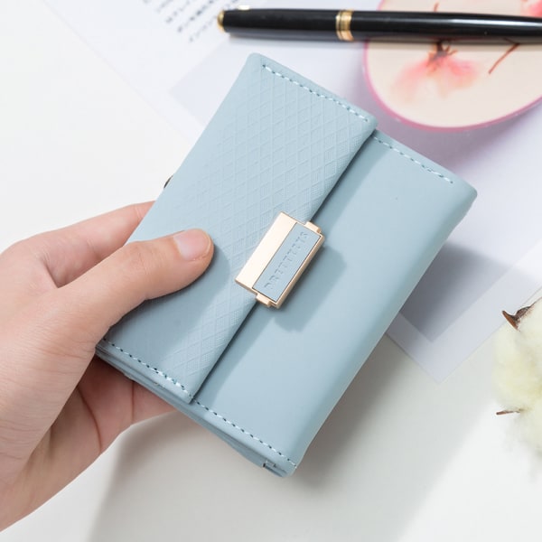 Søt liten lommebokkortholder for kvinner, kort, lyseblå