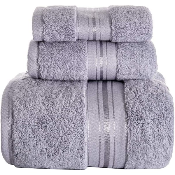 Luksuriøst badehåndklærsett 3-pakning, håndklesett 100% bomullsgrå