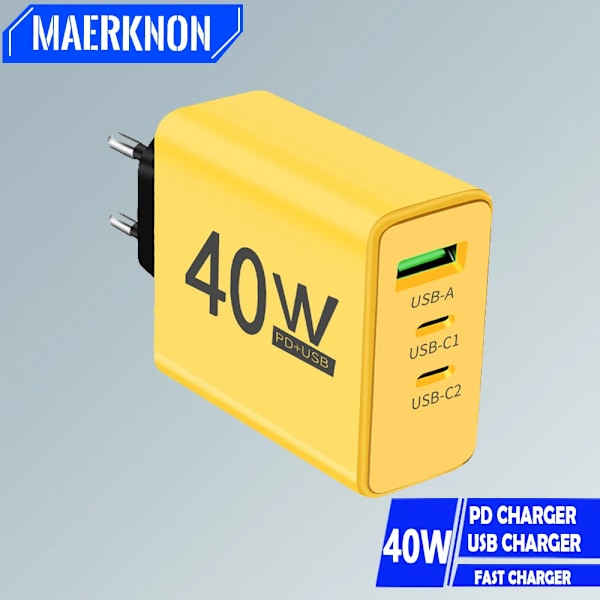 40W Snabbladdare 3.0 Snabbladdning Typ C USB Mobiltelefon Adapter PD Väggladdare För iPhone 15 Samsung Xiaomi Huawei
