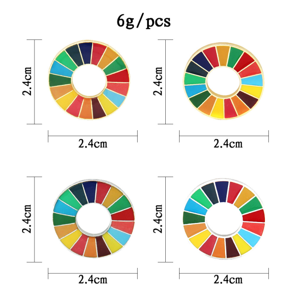 17 väriä YK:n SDG-neulamerkit (kulta, hopea)