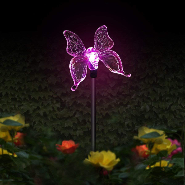 3-paknings sommerfugl, kolibri, øyenstikker, solar LED, flerfarget