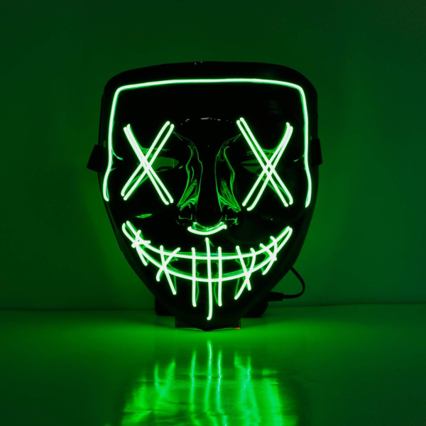 CyanCloud Halloween Mask LED Light Up Skr?mmande gl?dande mask EL Wire Light up f?r Festival Cosplay Party Halloween (Green)