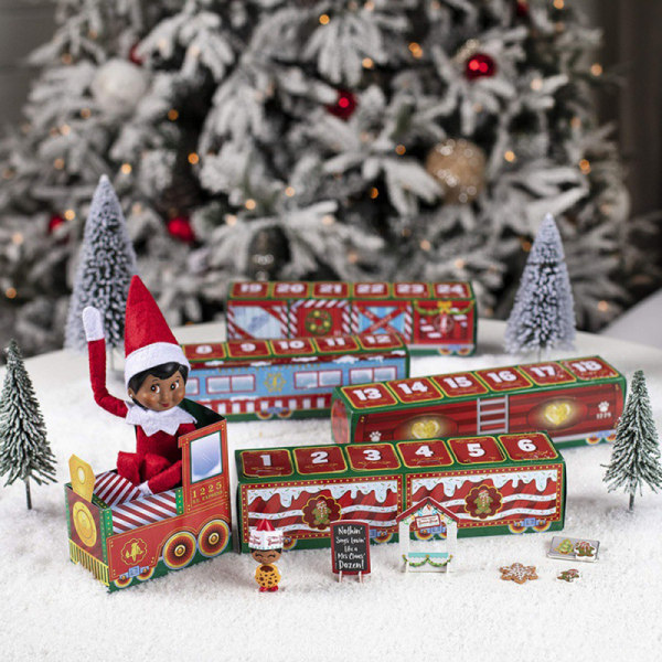 Jule-adventskalender 24 dages sjov togblindkasse Kreativ snemand Hundetræ gavepakke ferienedtællingskalender jul