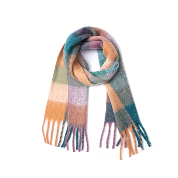 Dam Scarf Vinter Stor Färgglad Rutig Tjock Varm Wrap Scarves Casual Tassel Filt Scarf Snygg Rutig Design