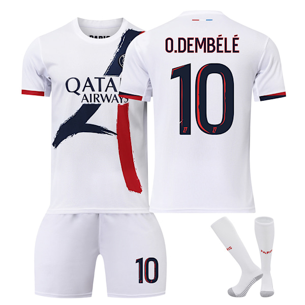 2024-2025 Paris trøje nr. 7 Mbappe nr. 19 Li Gangren nr. 10 Dembele nr. 9 Ramos børnefodbolduniformsæt{HONGDE} Size 10 socks Size M