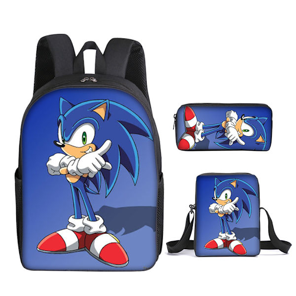 Sonic Student Skole Taske Tre-delt
