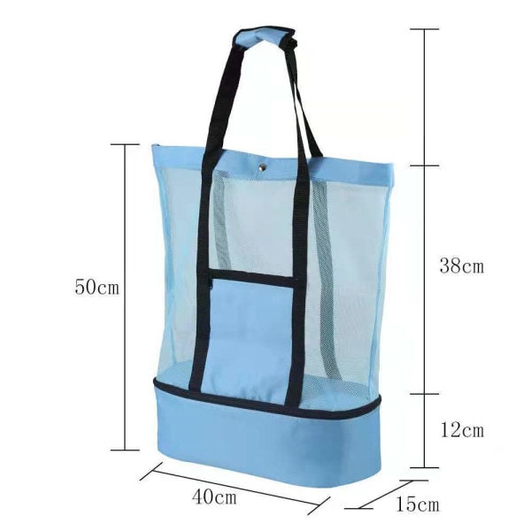 Oppbevaringspose Piknik Strandpose Dobbel Mesh Strand Piknikpose, Svart