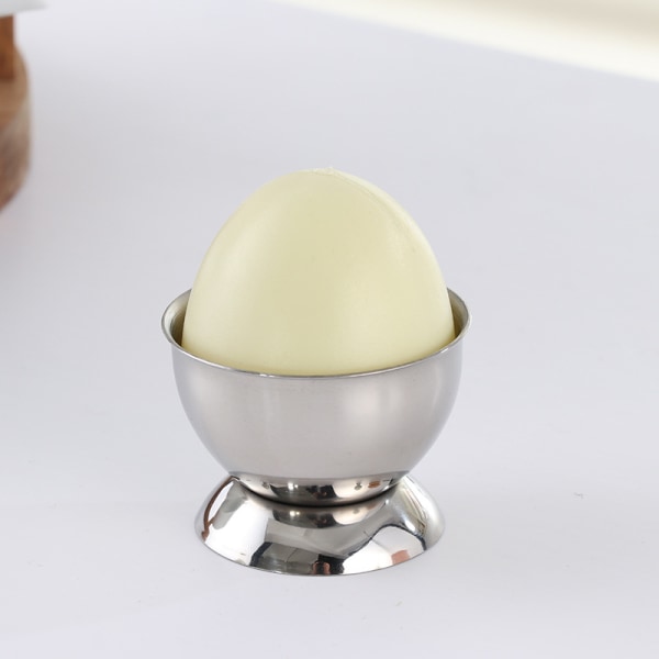 2 stk. rustfritt stål eggkoppsett, stabelbart, rustfritt