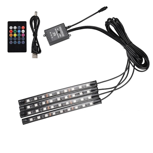 4x 36LED RGB bilinnredning Atmosfære Fotbrønn Strip Light 4x 36LED