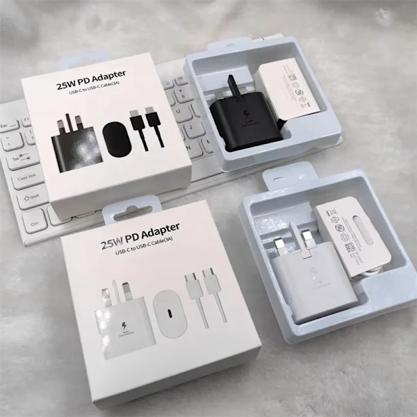 S24 Ultra 25w 45w Original USB C Strömadapter Typ C Reseladdare Väggladdare För Samsung S21 S22 Note 10 Supersnabb Laddare UK plug standard White