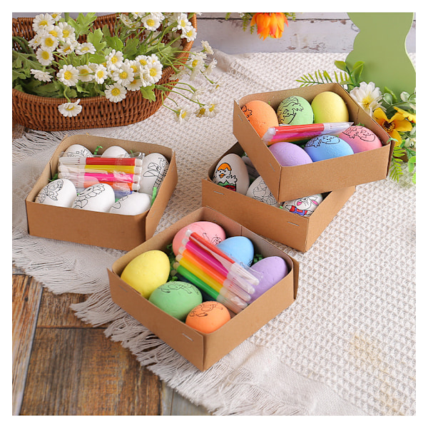 4 set påskägg DIY handmålade ägg, tecknade kaninägg barn handgjorda handgjorda gåvor
