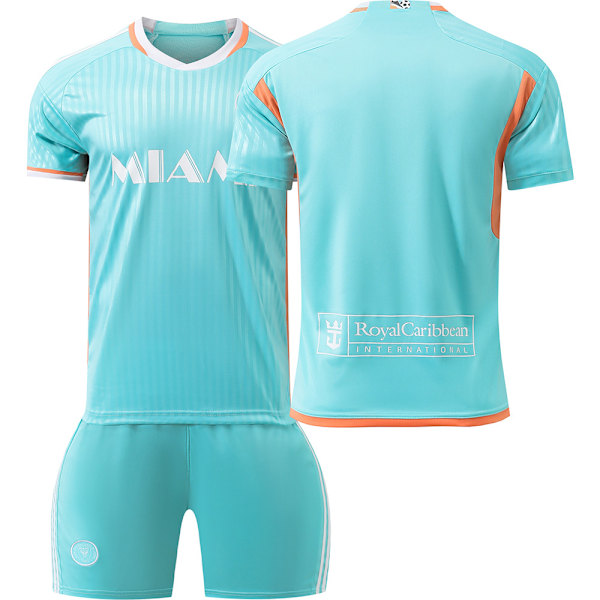 2024-2025 Miami 2:a Bortaställ Grön Fotbollströja Nr 10 Messi Major League Barn Vuxen Träningsdräkt Set{HONGDE} No. 10 socks + protective gear #S