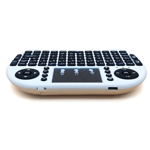 CQBB Mini 2.4GHz Multimedia Portabel Trådlöst Handhållet Mini Tangentbord med Touchpad Mus-i8 Bakgrundsbelysning (Litiumbatteri) Vit